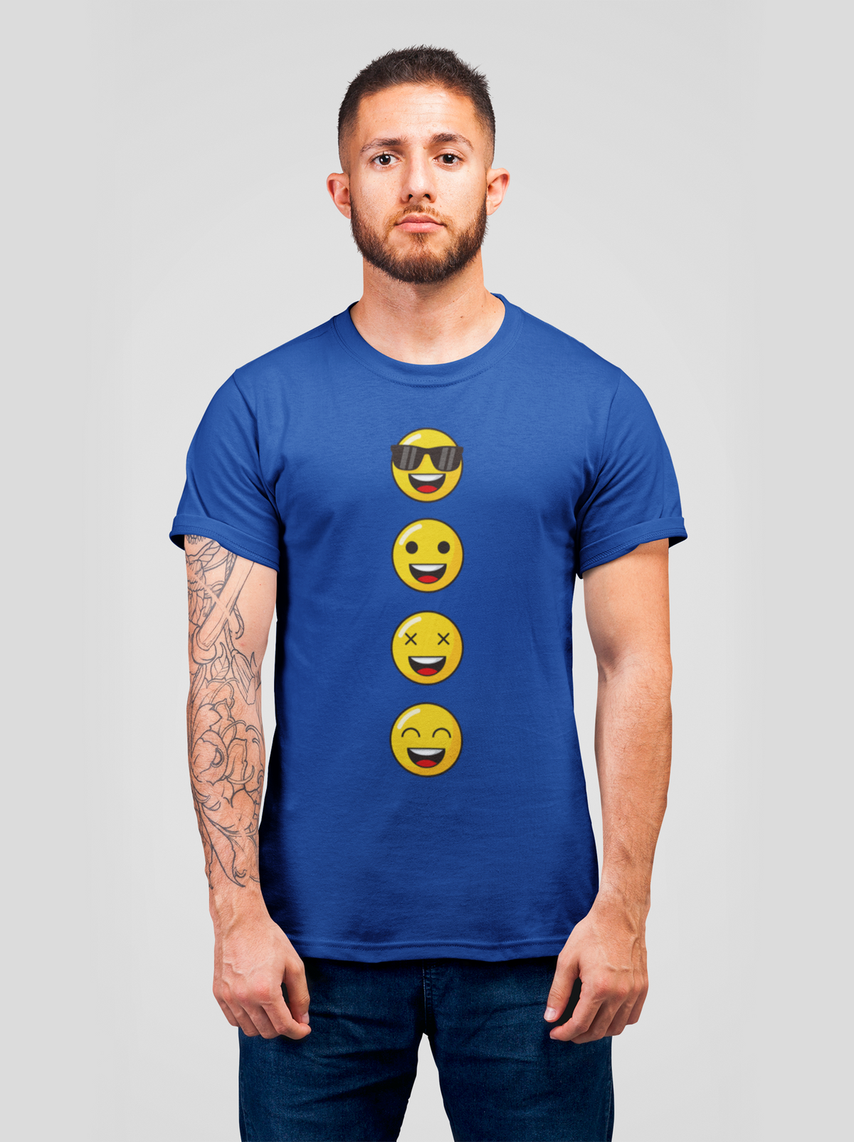 Emojis Cotton Unisex Royal Blue Tshirt