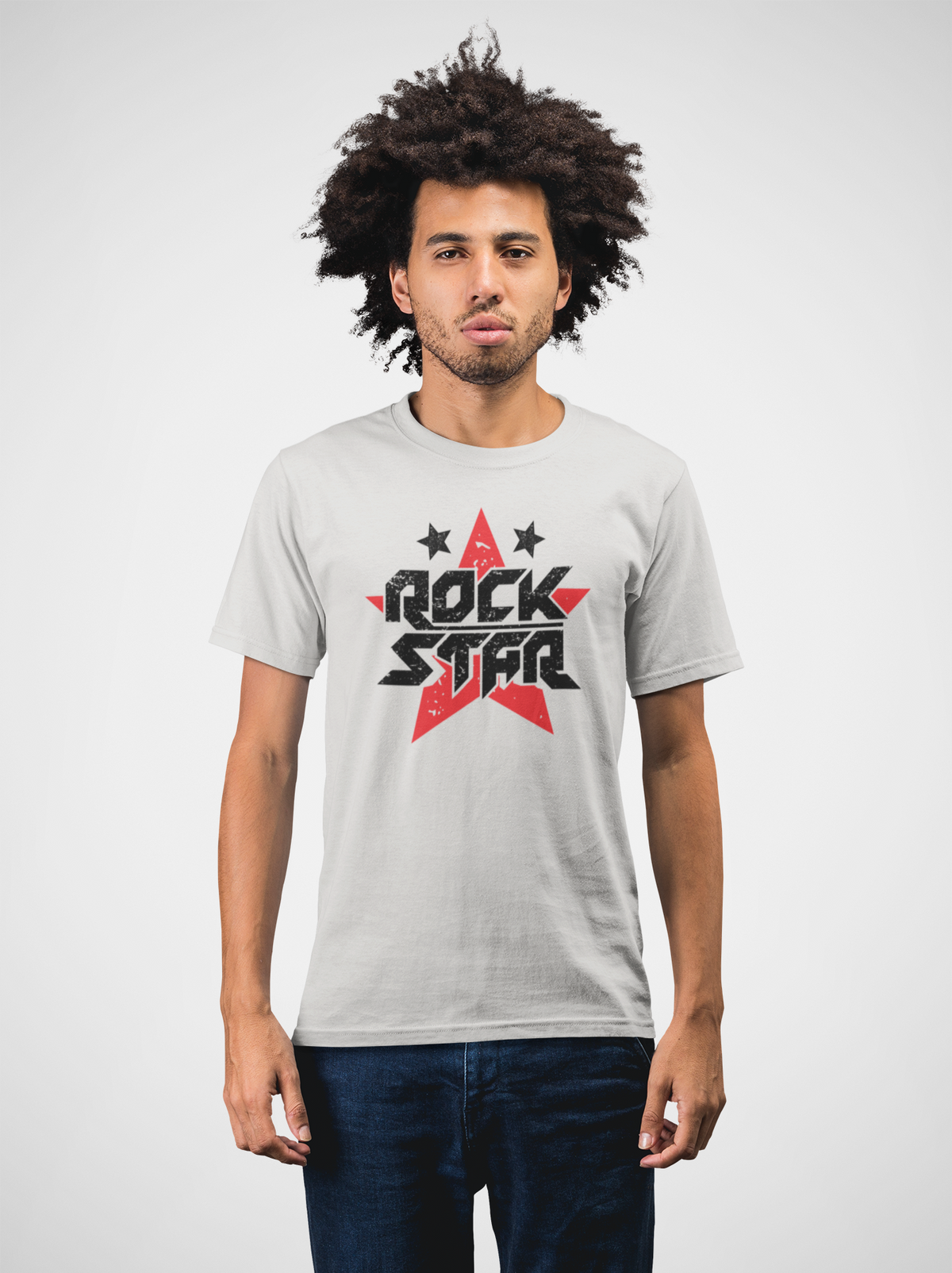 Rock Star Cotton Unisex Grey Melange Tshirt