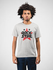 Rock Star Cotton Unisex Grey Melange Tshirt
