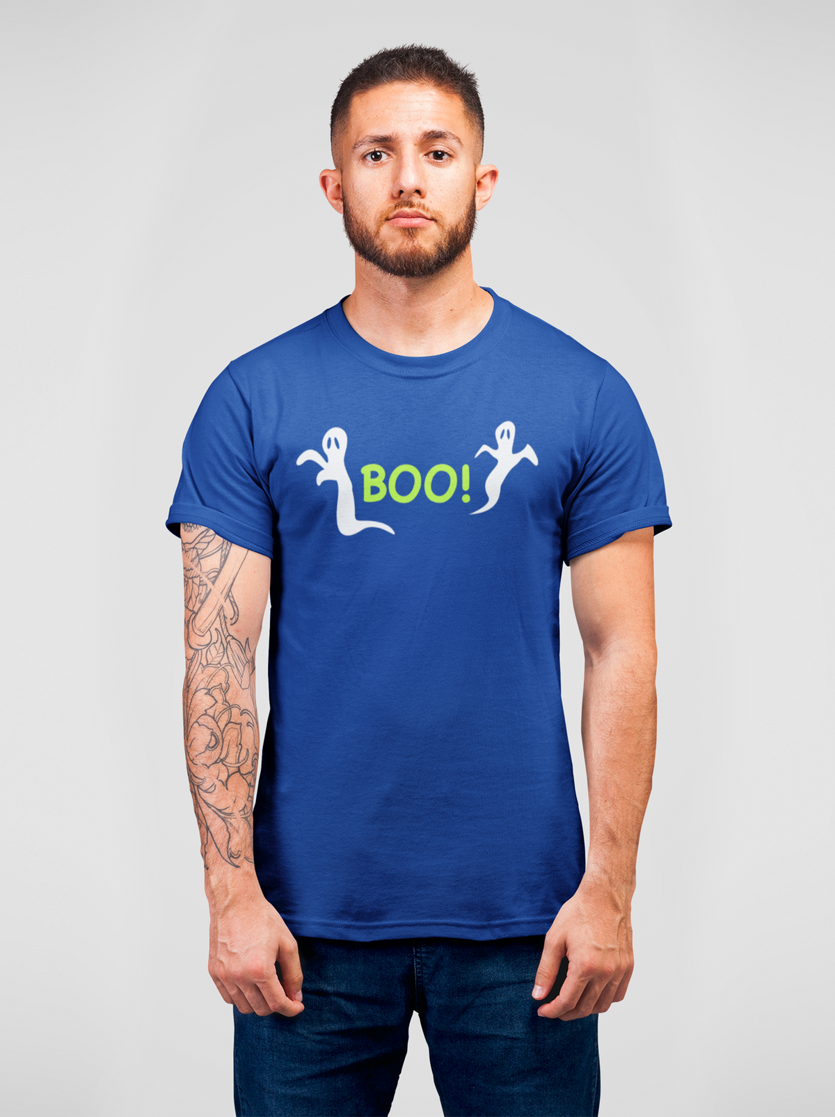 Boo Cotton Unisex Royal Blue Tshirt
