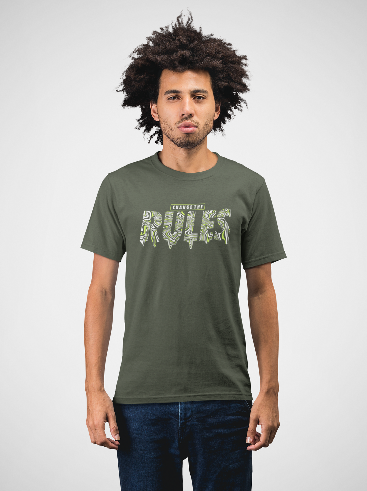 Change the Rules Cotton Unisex Army Green Tshirt