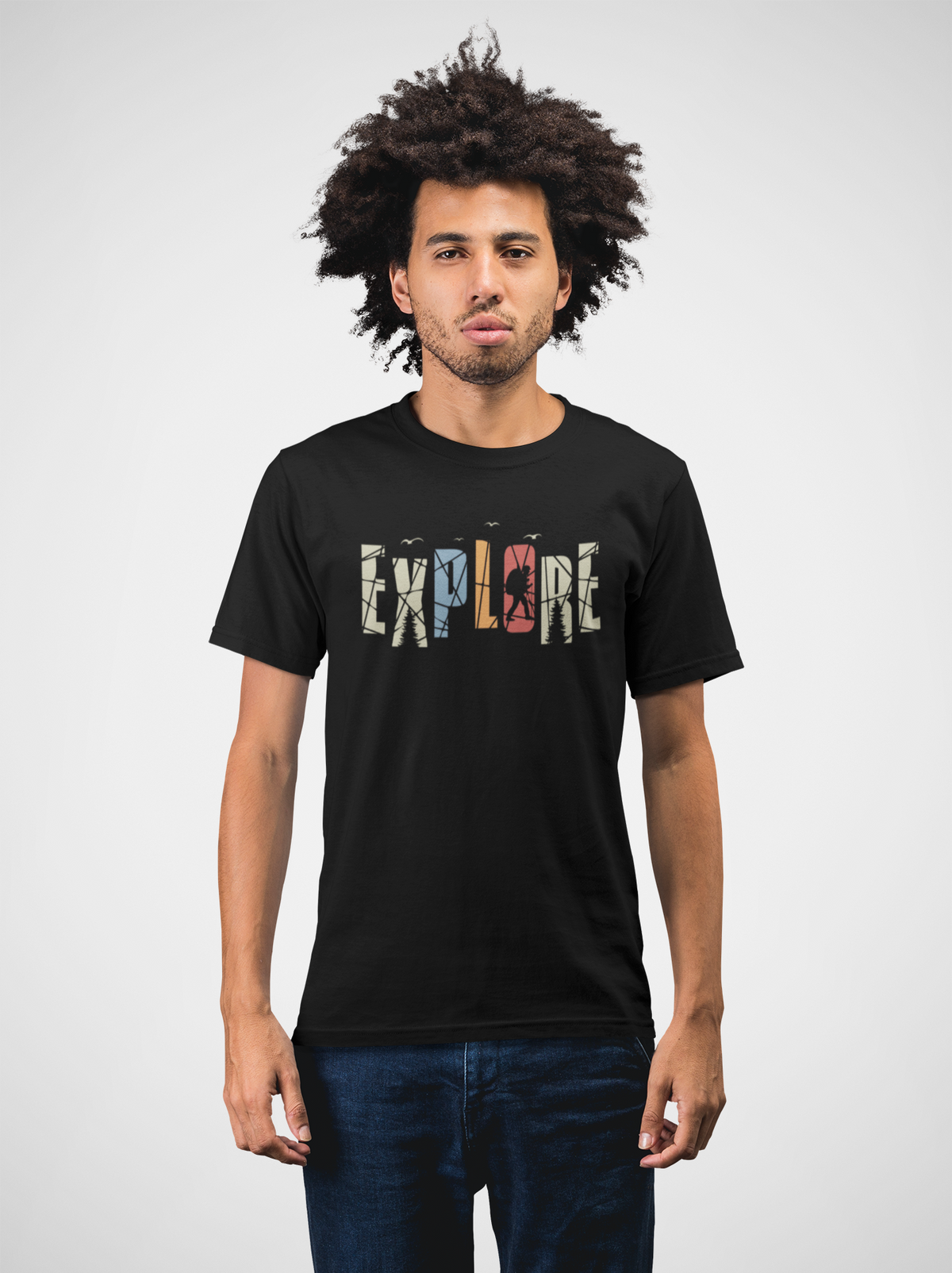 Explore Cotton Unisex Black Tshirt