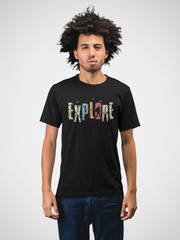 Explore Cotton Unisex Black Tshirt