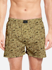 Sand Brown Cool Dude Printed Mens Boxer Shorts