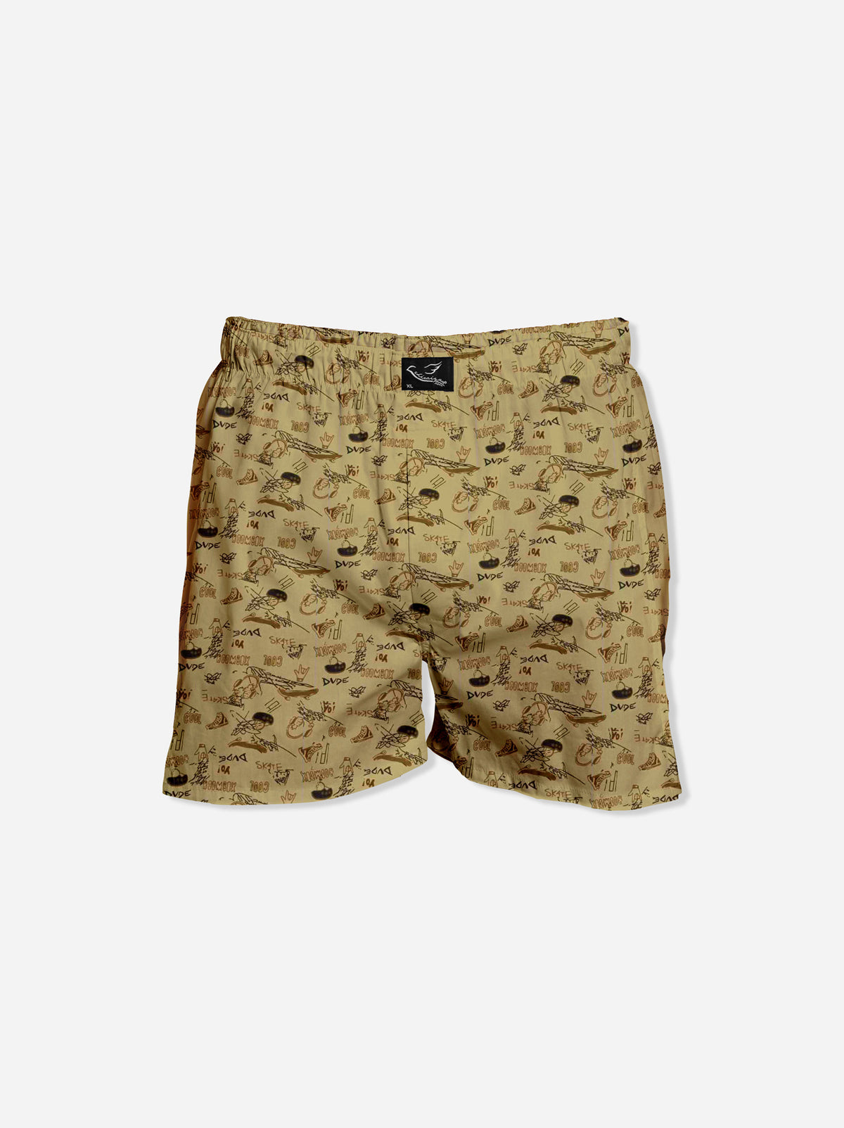 Sand Brown Cool Dude Printed Mens Boxer Shorts
