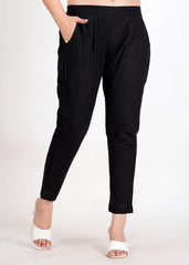 Women's Black Cotton Trouser Pant