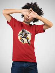 Astronaut Moon Cotton Unisex Red Tshirt