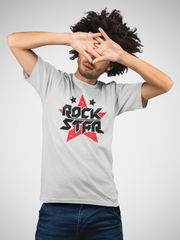 Rock Star Cotton Unisex Grey Melange Tshirt
