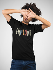 Explore Cotton Unisex Black Tshirt