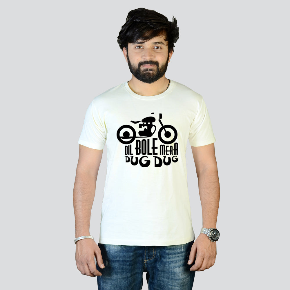 Dil Bole Mera Dug Dug Cotton Unisex Off White Tshirt
