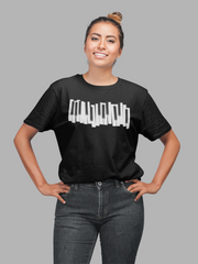 Piano Cotton Unisex Black Tshirt