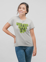 Never Give Up Cotton Unisex Grey Melange Tshirt