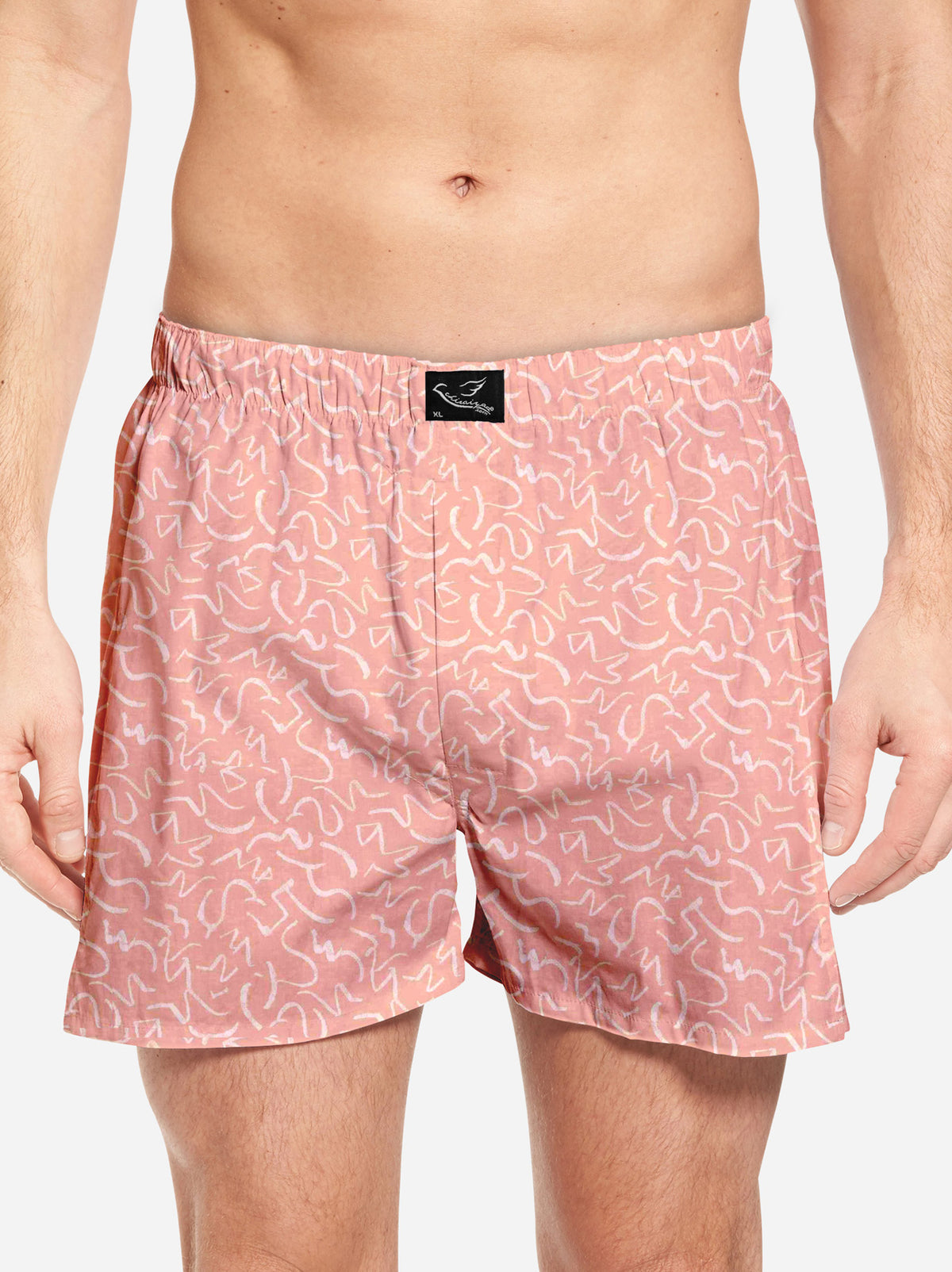 Melon Pink Printed Mens Boxer Shorts