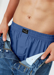 Solid Metallic Blue Mens Boxer Shorts