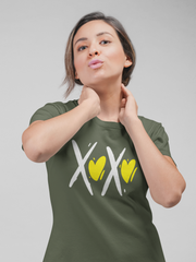 XOXO Cotton Unisex Army Green Tshirt