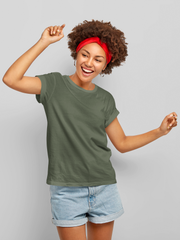 Plain Cotton Unisex Army Green Tshirt