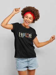 Explore Cotton Unisex Black Tshirt