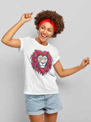Lion Illustration Cotton Unisex White Tshirt