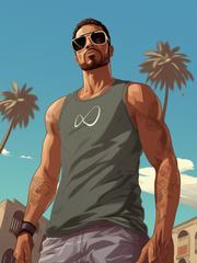 Casual Printed Tank Tops Mouse Grey