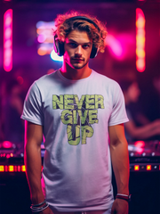 Never Give Up Cotton Unisex Grey Melange Tshirt