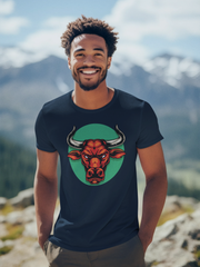 Bull Graphic Cotton Unisex Navy Blue Tshirt