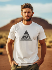 One Eye Pyramid Illustration Cotton Unisex White Tshirt