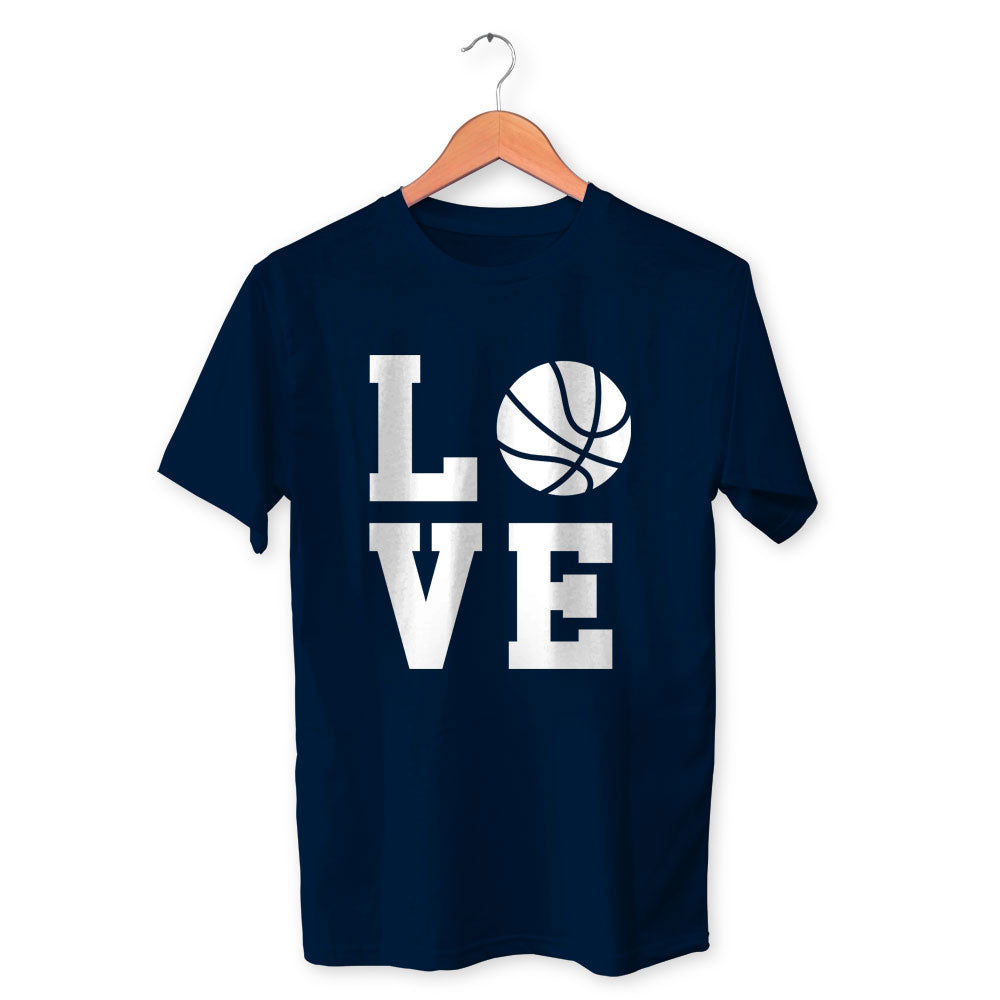 Love Basketball Cotton Unisex Navy Blue Tshirt