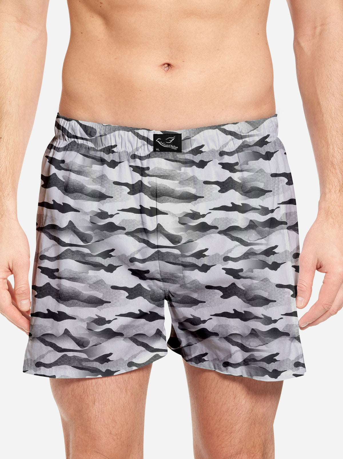Camouflage Military Grey Printed Mens Boxer Shorts