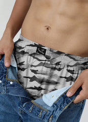 Camouflage Military Grey Printed Mens Boxer Shorts