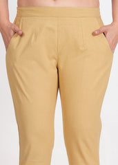 Women's Camel Cotton Trouser Pant
