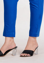 Women's Royal Blue Cotton Trouser Pant