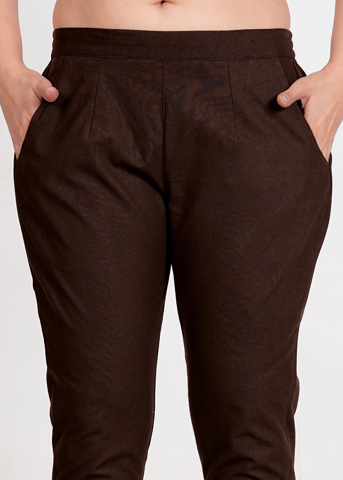 Women's Dark Chocolate Cotton Trouser Pant