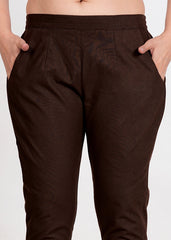 Women's Dark Chocolate Cotton Trouser Pant