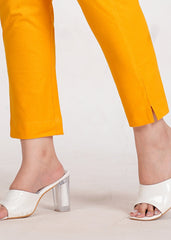 Women's Mustard Cotton Trouser Pant