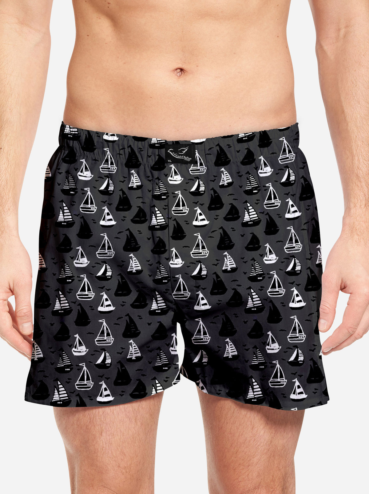 Ship Grey Printed Mens Boxer Shorts