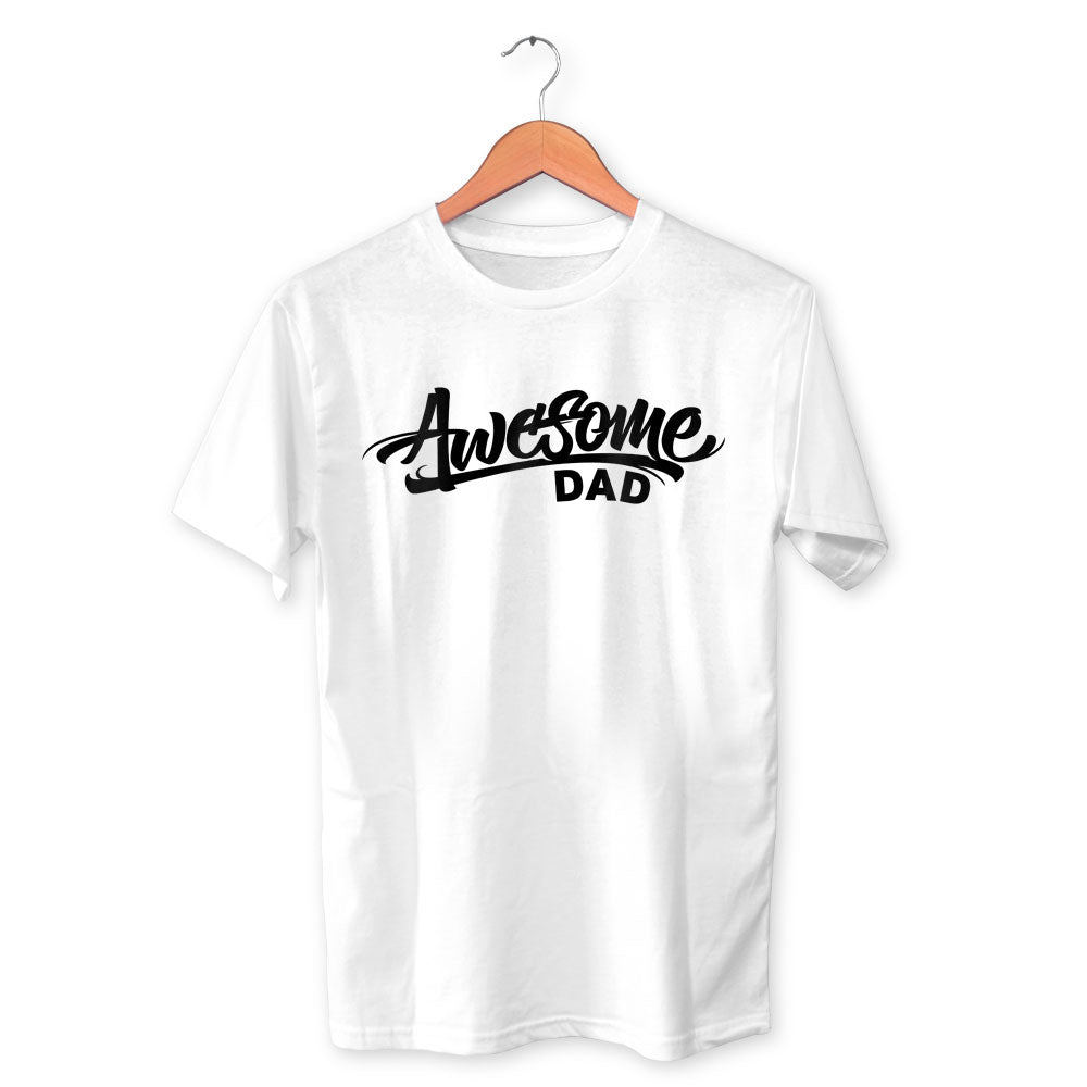 Awesome Dad Cotton Unisex White Tshirt