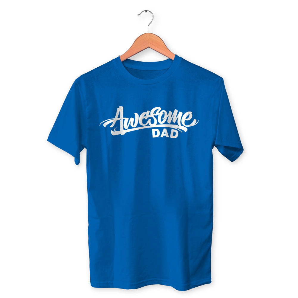 Awesome Dad Cotton Unisex Royal Blue Tshirt