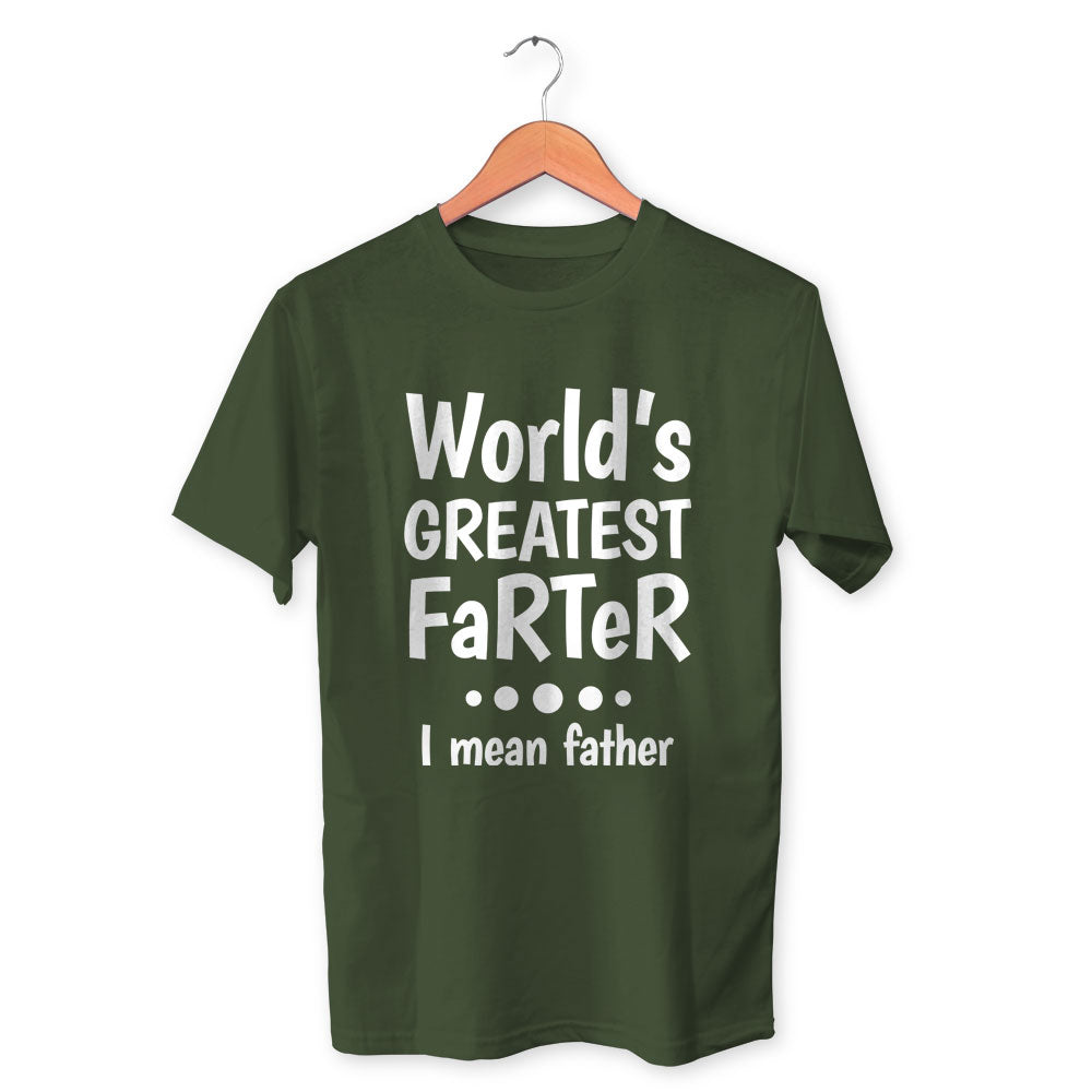 World's Greatest Farter I Mean Father Cotton Unisex Olive Green Tshirt
