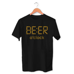 Beer O'Clock Cotton Unisex Black Tshirt
