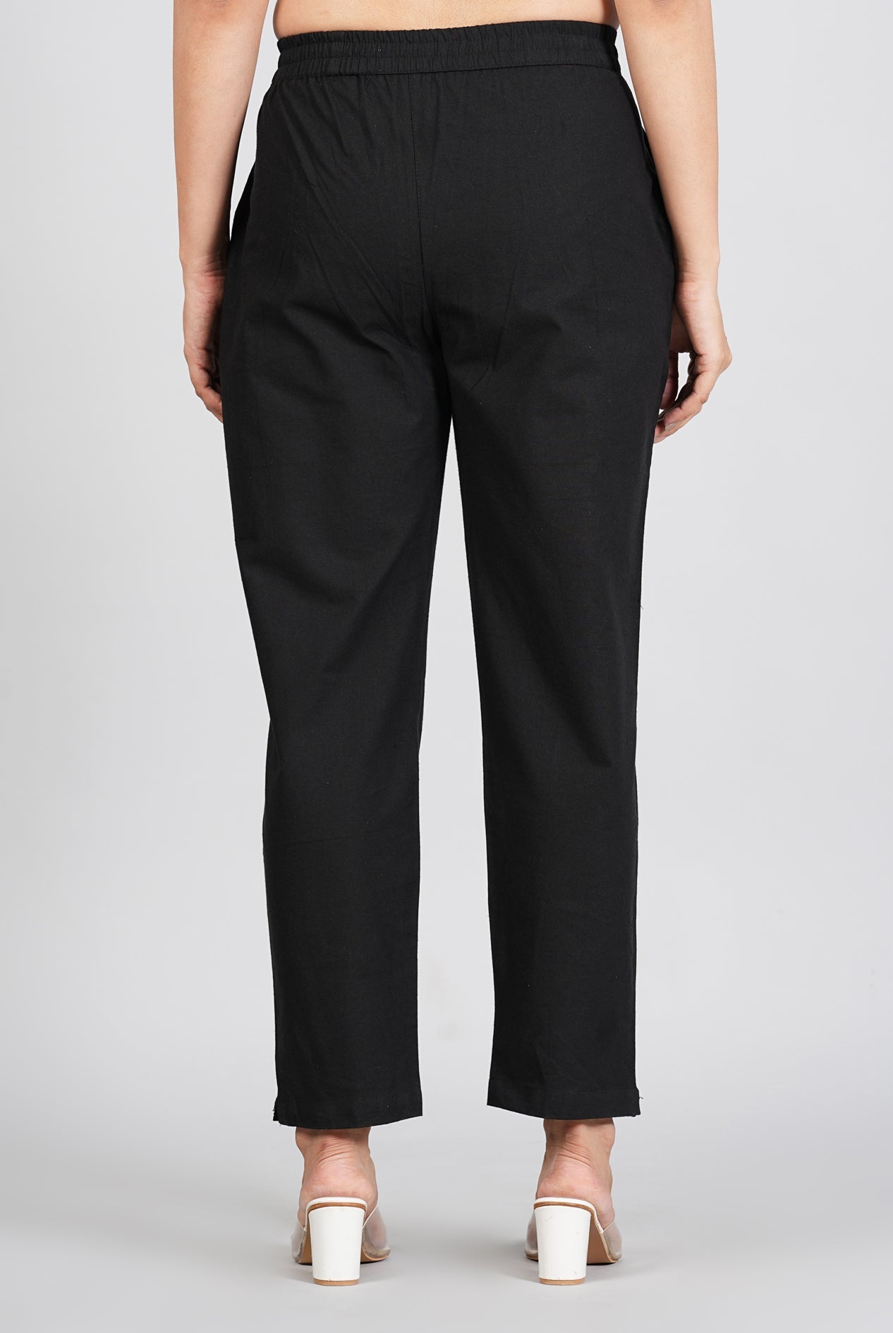 Women's Black Cotton Trouser Pant