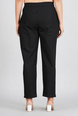 Women's Black Cotton Trouser Pant