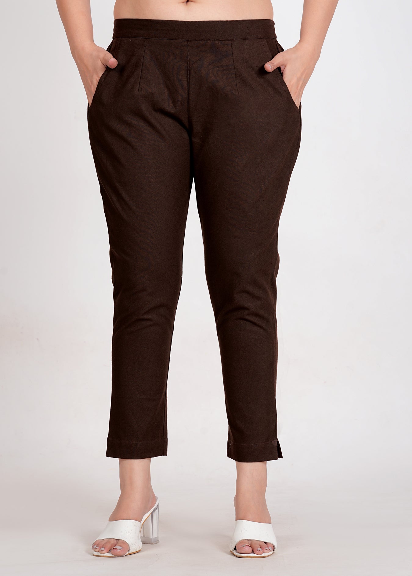 Women's Dark Chocolate Cotton Trouser Pant