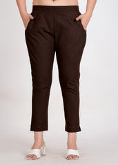 Women's Dark Chocolate Cotton Trouser Pant