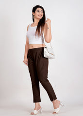 Women's Dark Chocolate Cotton Trouser Pant