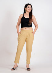 Women's Camel Cotton Trouser Pant