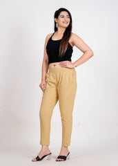 Women's Camel Cotton Trouser Pant