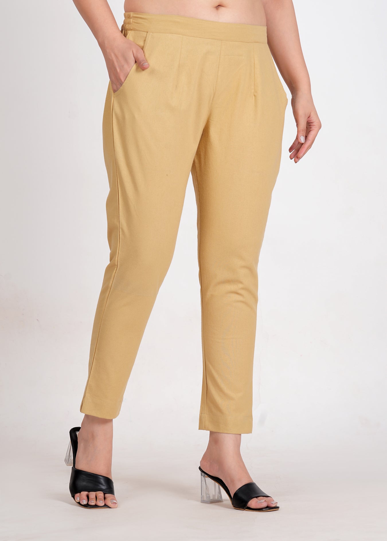 Women's Camel Cotton Trouser Pant
