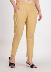 Women's Camel Cotton Trouser Pant