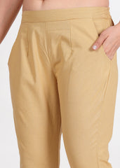 Women's Camel Cotton Trouser Pant