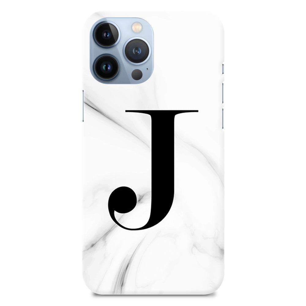 Alphabet J Letter On White Marble Designer Hard Mobile Case